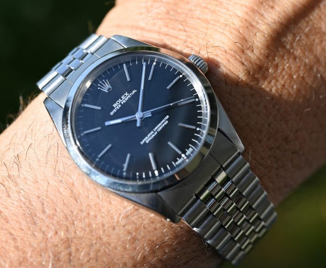 Rolex Vintage Oyster Perpetual 1018 mit schwarzem Blatt