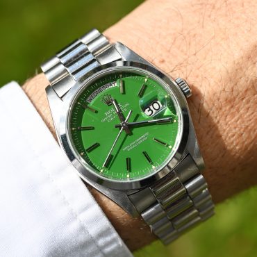 Rolex DayDate 18026 Platin mit grünem Stella Dial