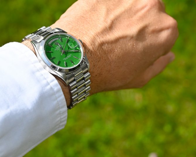 Rolex DayDate 18026 Platin mit grünem Stella Dial – Bild 9