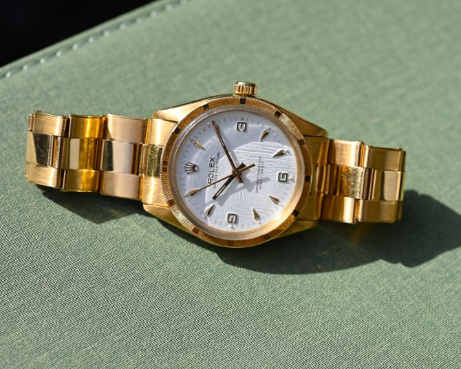 Rolex Oyster Perpetual 6567 in Gelbgold mit 7205 Goldband und Big Logo Schließe – Bild 9