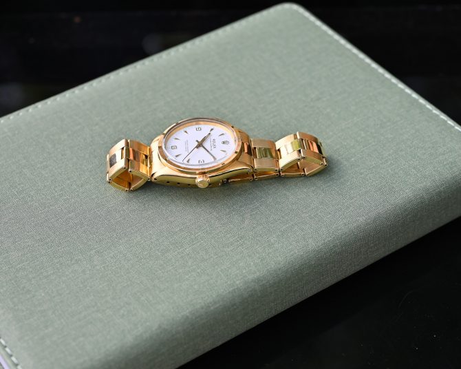 Rolex Oyster Perpetual 6567 in Gelbgold mit 7205 Goldband und Big Logo Schließe – Bild 13