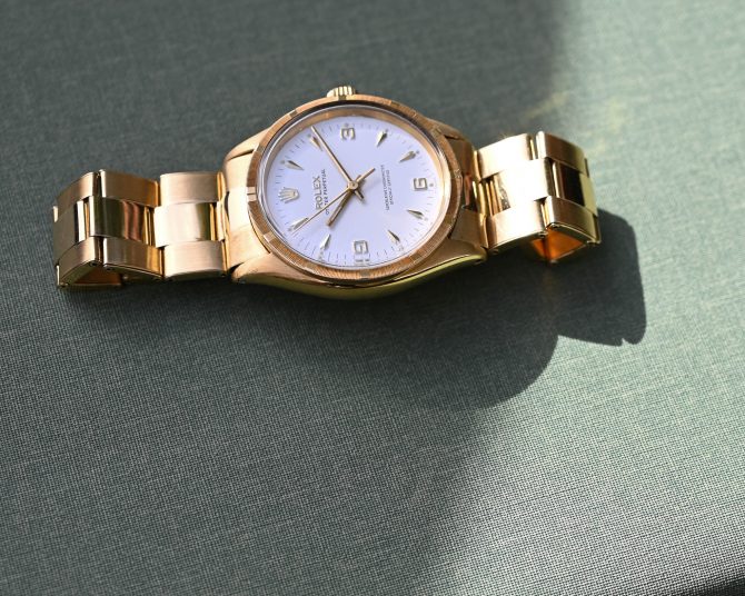 Rolex Oyster Perpetual 6567 in Gelbgold mit 7205 Goldband und Big Logo Schließe – Bild 16