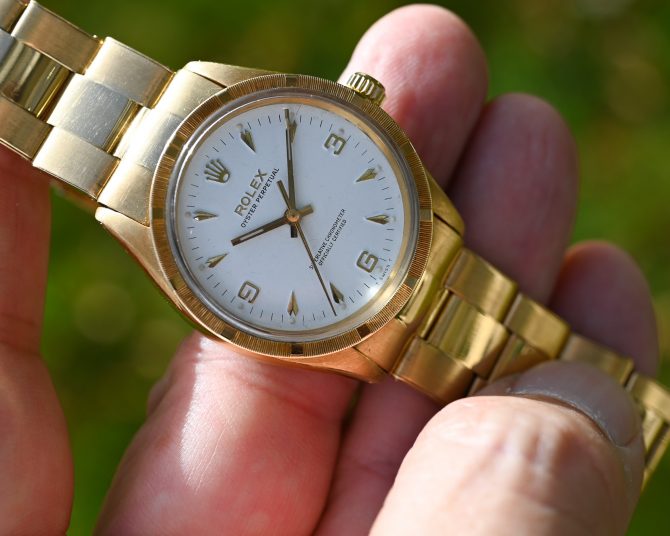 Rolex Oyster Perpetual 6567 in Gelbgold mit 7205 Goldband und Big Logo Schließe – Bild 19