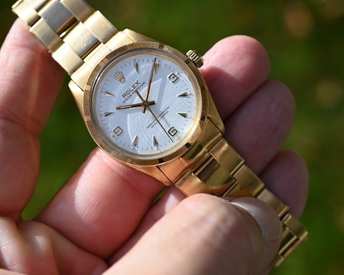 Rolex Oyster Perpetual 6567 in Gelbgold mit 7205 Goldband und Big Logo Schließe – Bild 20