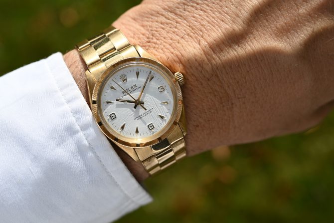 Rolex Oyster Perpetual 6567 in Gelbgold mit 7205 Goldband und Big Logo Schließe – Bild 6