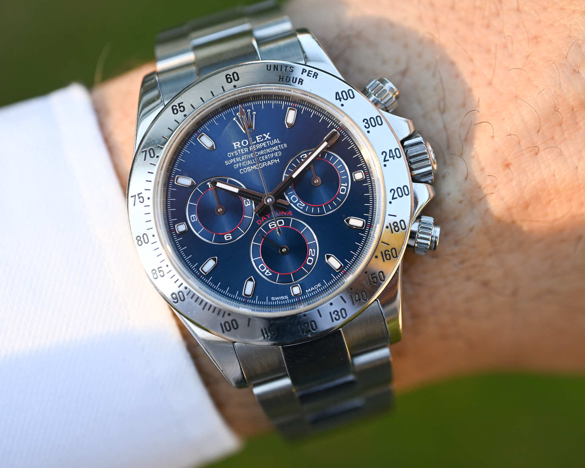 Rolex Daytona 116520 mit blauem Blatt inkl. Box und Papiere