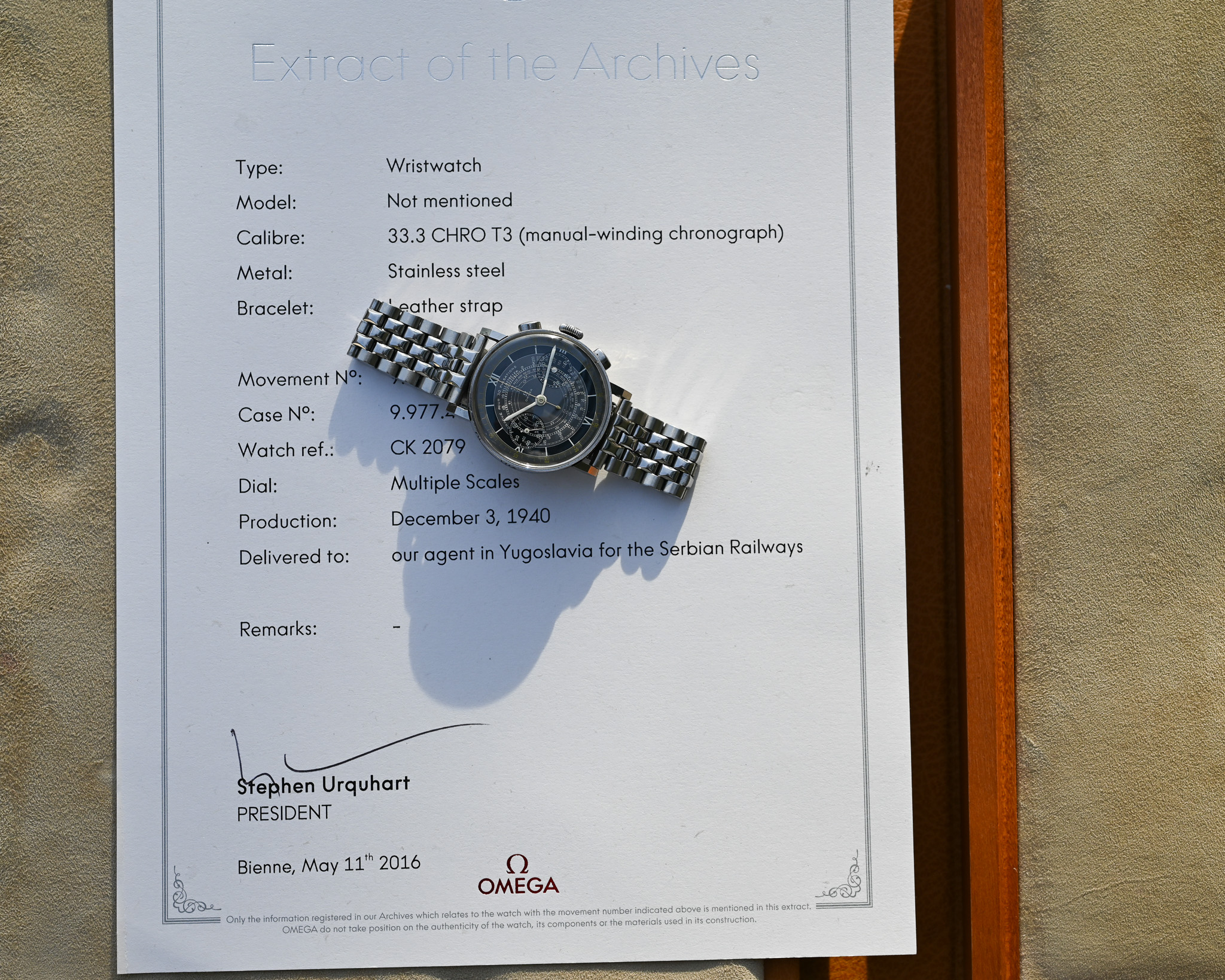 Omega Multiscale Chrono Cal. 33.3 – CK 2079 | Oversized 38 mm | Stammbuchauszug - BJ. 1940 – Bild 18