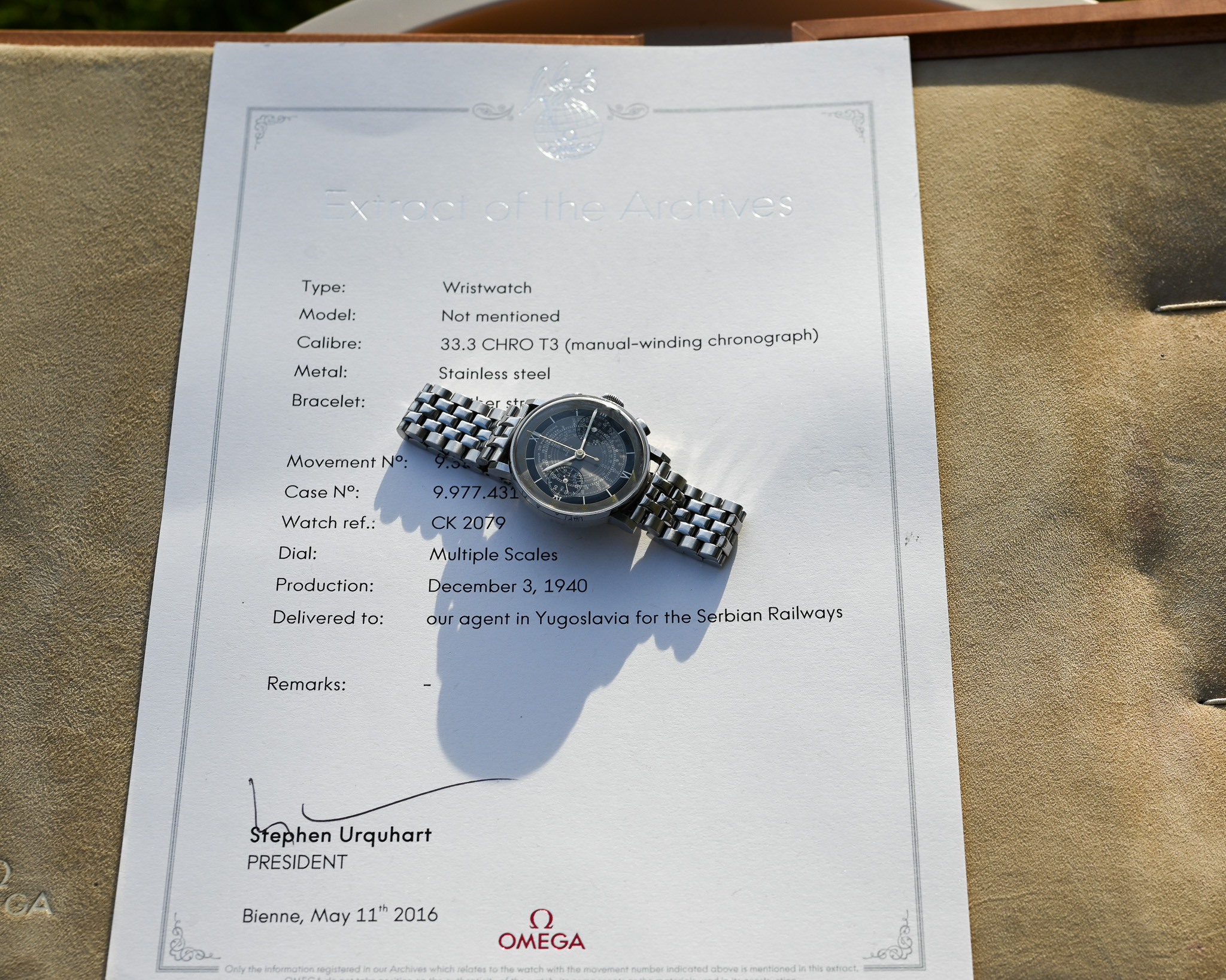 Omega Multiscale Chrono Cal. 33.3 – CK 2079 | Oversized 38 mm | Stammbuchauszug - BJ. 1940 – Bild 19