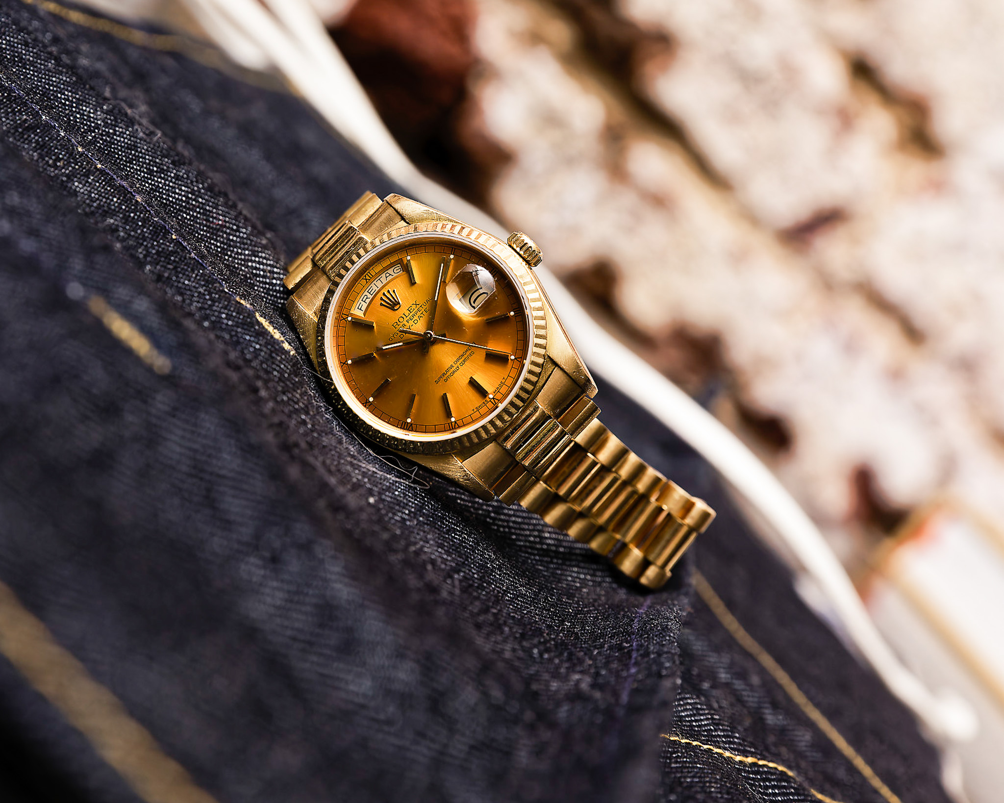 Rolex Day-Date Gelbgold Tropical 18038 "Honey - Dial" mit Box und Papieren – Bild 17