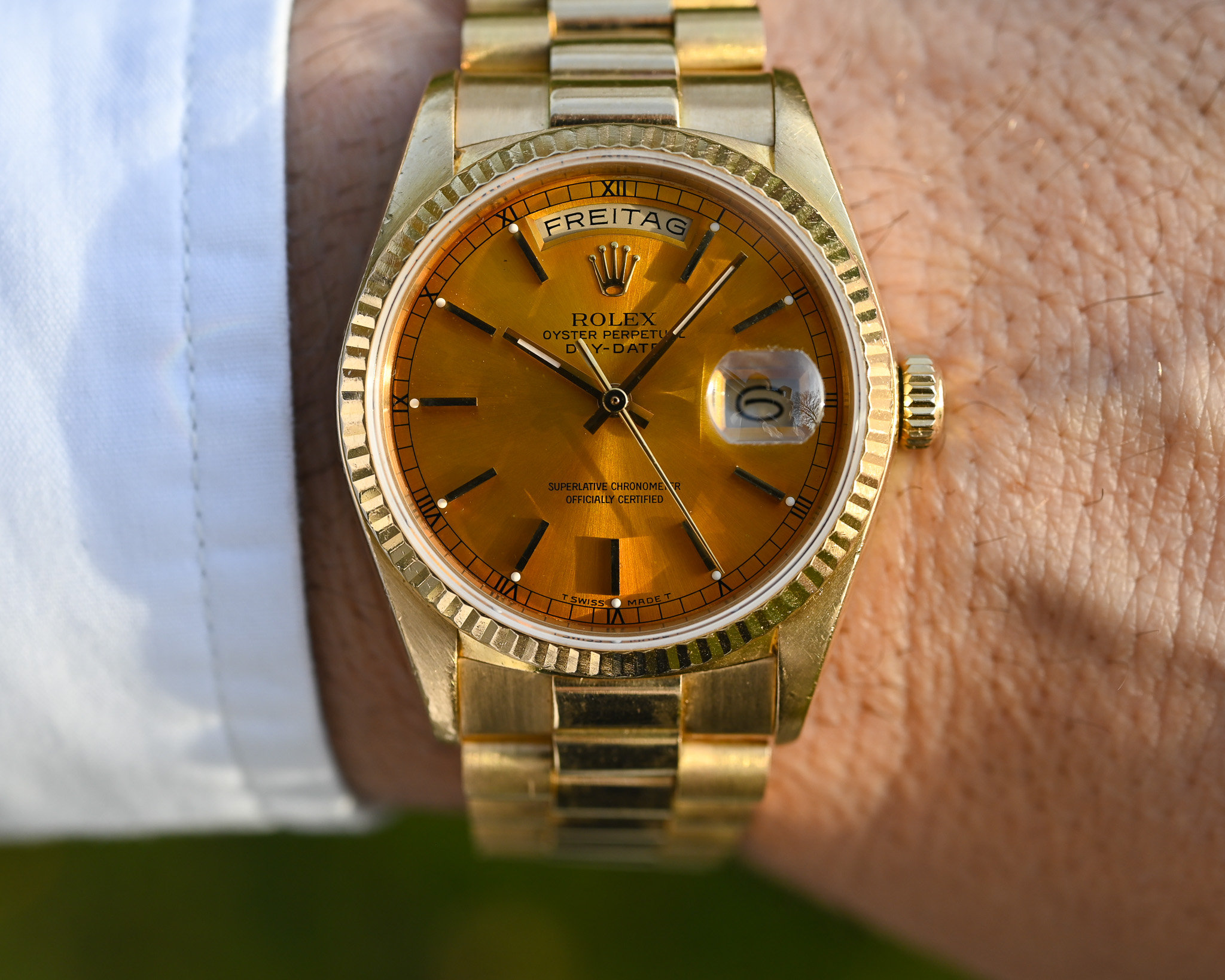 Rolex Day-Date Gelbgold Tropical 18038 "Honey - Dial" mit Box und Papieren – Bild 18