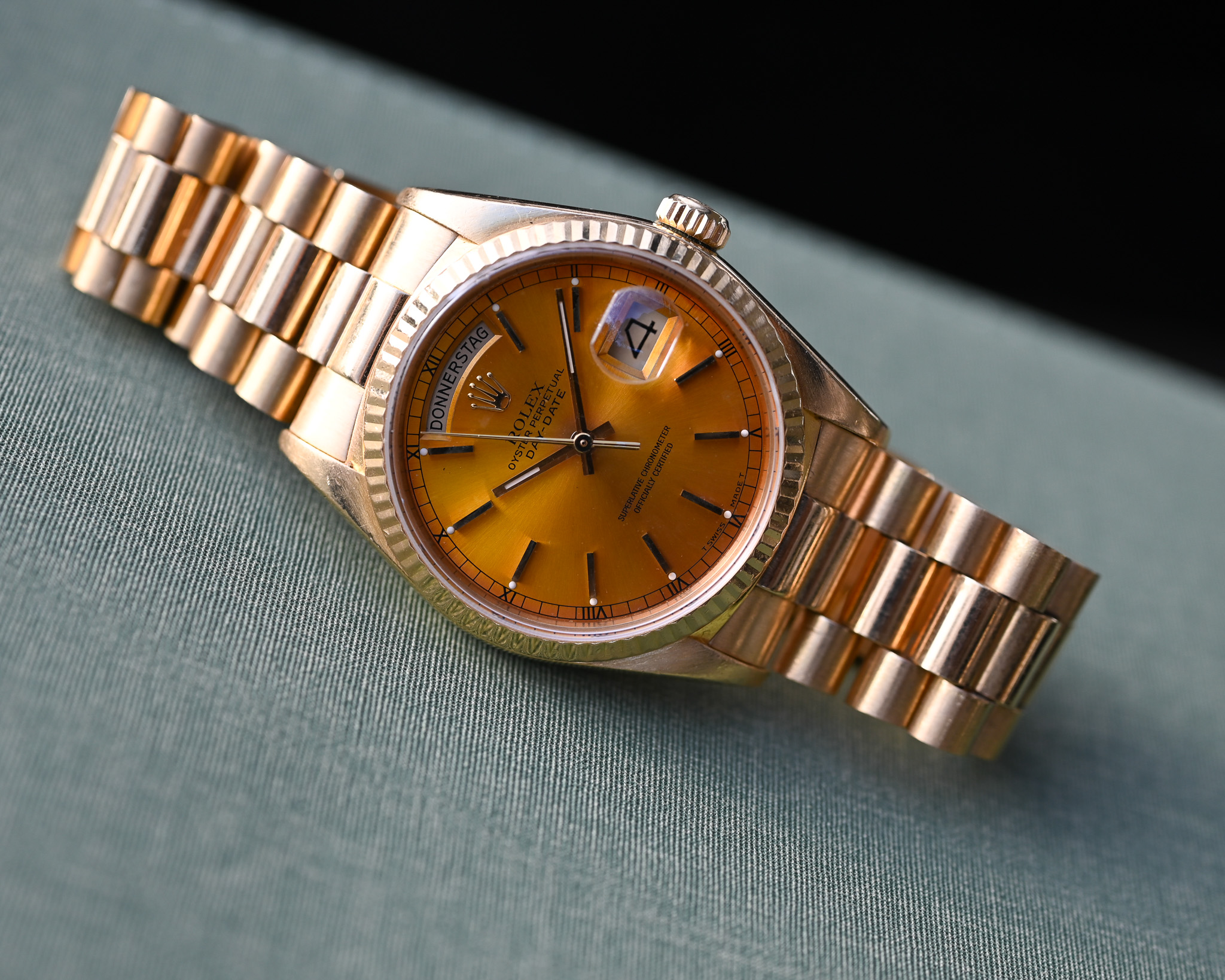 Rolex Day-Date Gelbgold Tropical 18038 "Honey - Dial" mit Box und Papieren – Bild 11