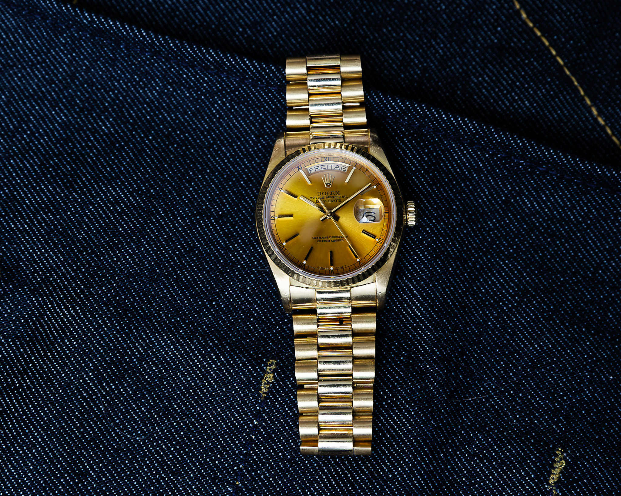 Rolex Day-Date Gelbgold Tropical 18038 "Honey - Dial" mit Box und Papieren – Bild 16