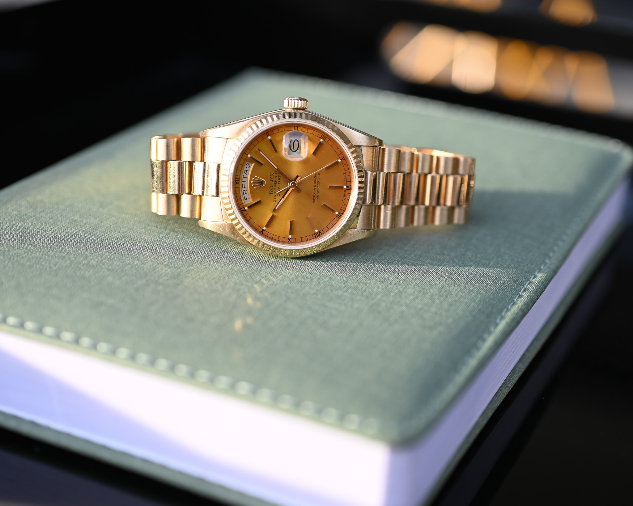 Rolex Day-Date Gelbgold Tropical 18038 "Honey - Dial" mit Box und Papieren – Bild 19