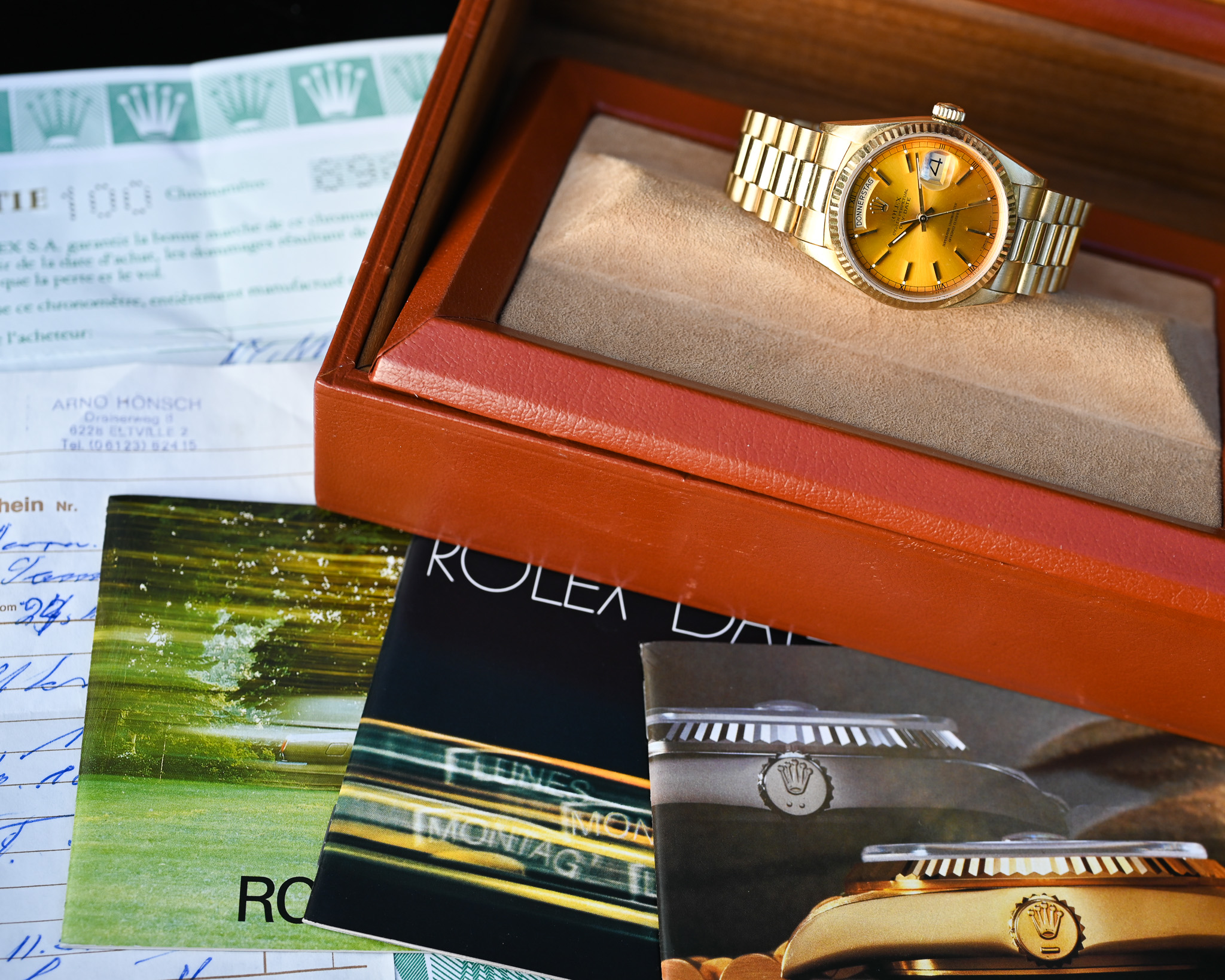 Rolex Day-Date Gelbgold Tropical 18038 "Honey - Dial" mit Box und Papieren – Bild 2