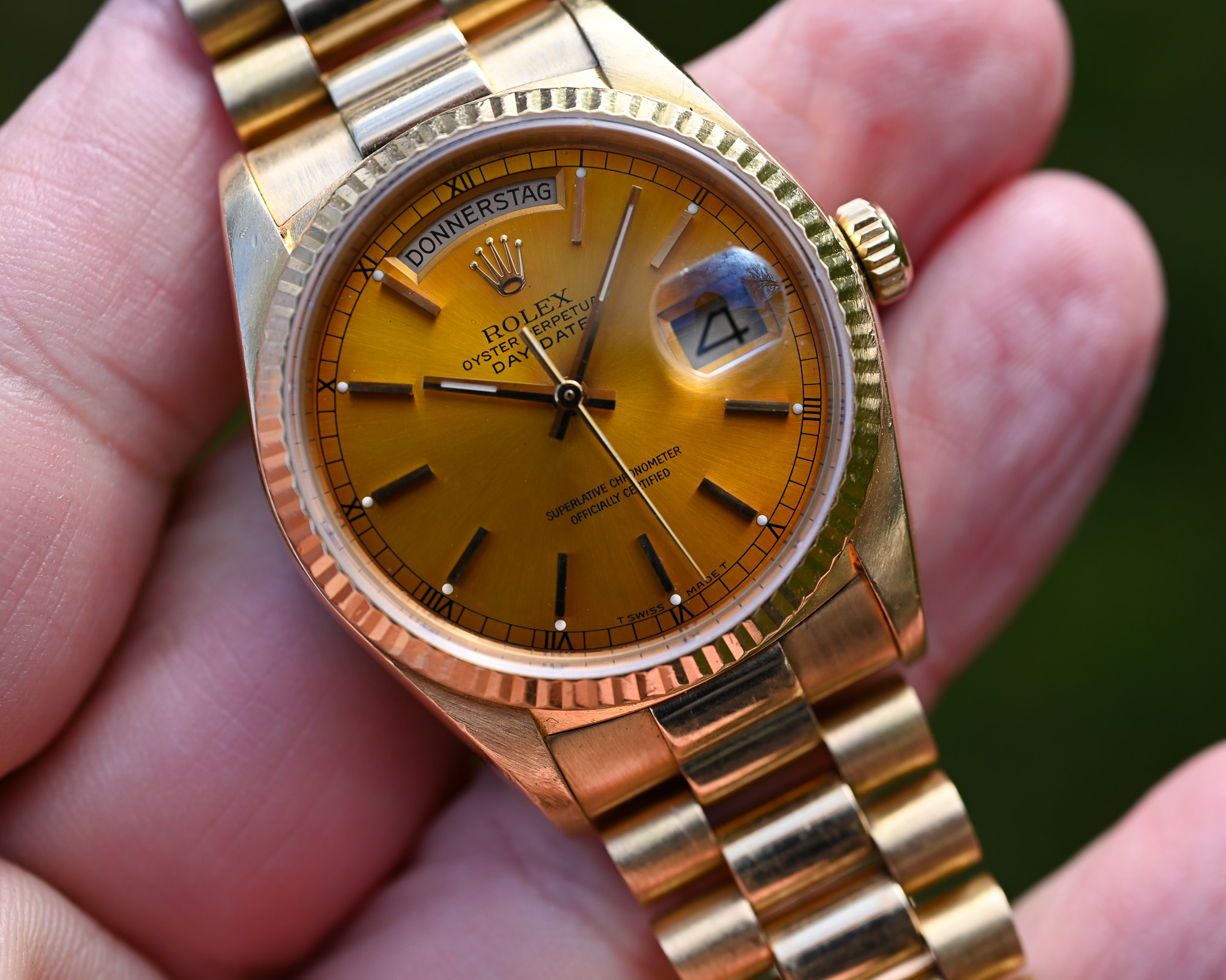 Rolex Day-Date Gelbgold Tropical 18038 "Honey - Dial" mit Box und Papieren – Bild 4
