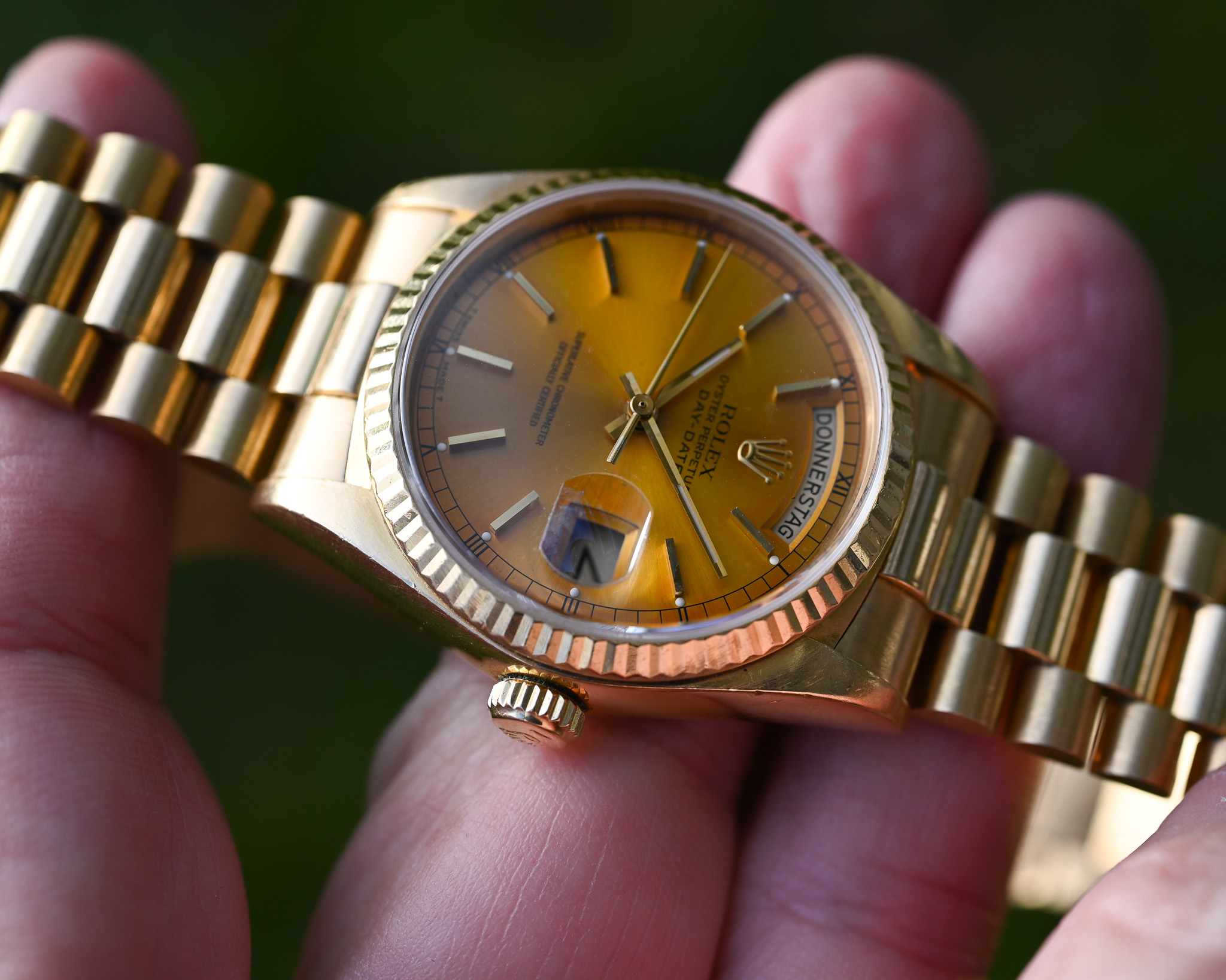 Rolex Day-Date Gelbgold Tropical 18038 "Honey - Dial" mit Box und Papieren – Bild 6