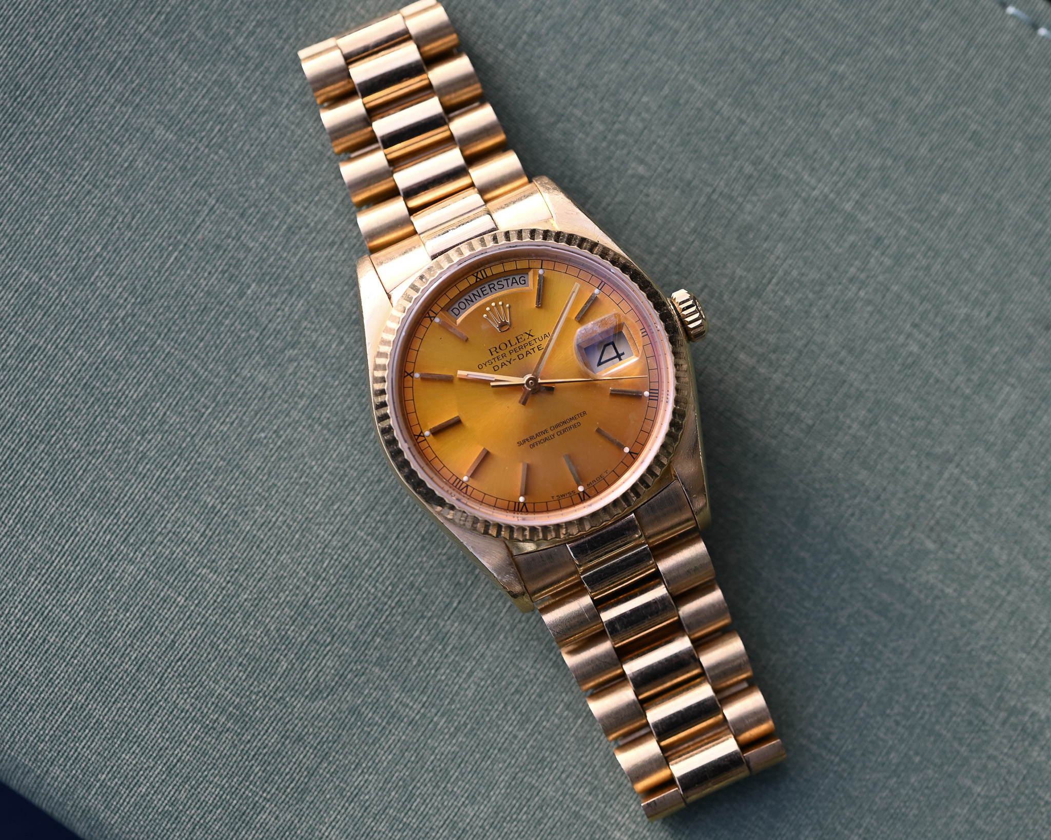 Rolex Day-Date Gelbgold Tropical 18038 "Honey - Dial" mit Box und Papieren – Bild 8