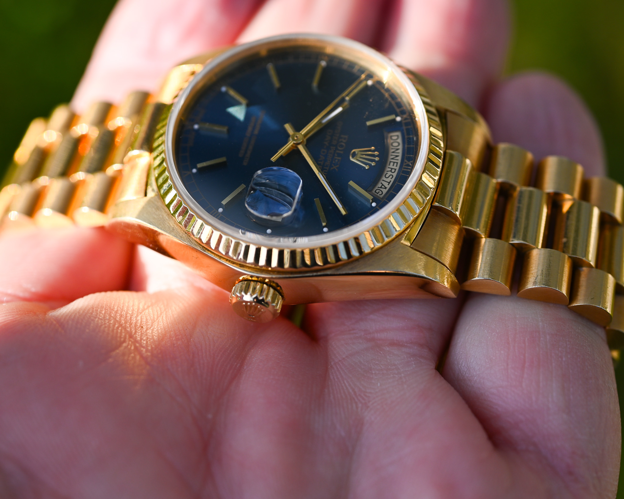 Rolex Day-Date Gelbgold 18038 "Cobalt Royal" mit Box und Papieren – Bild 5