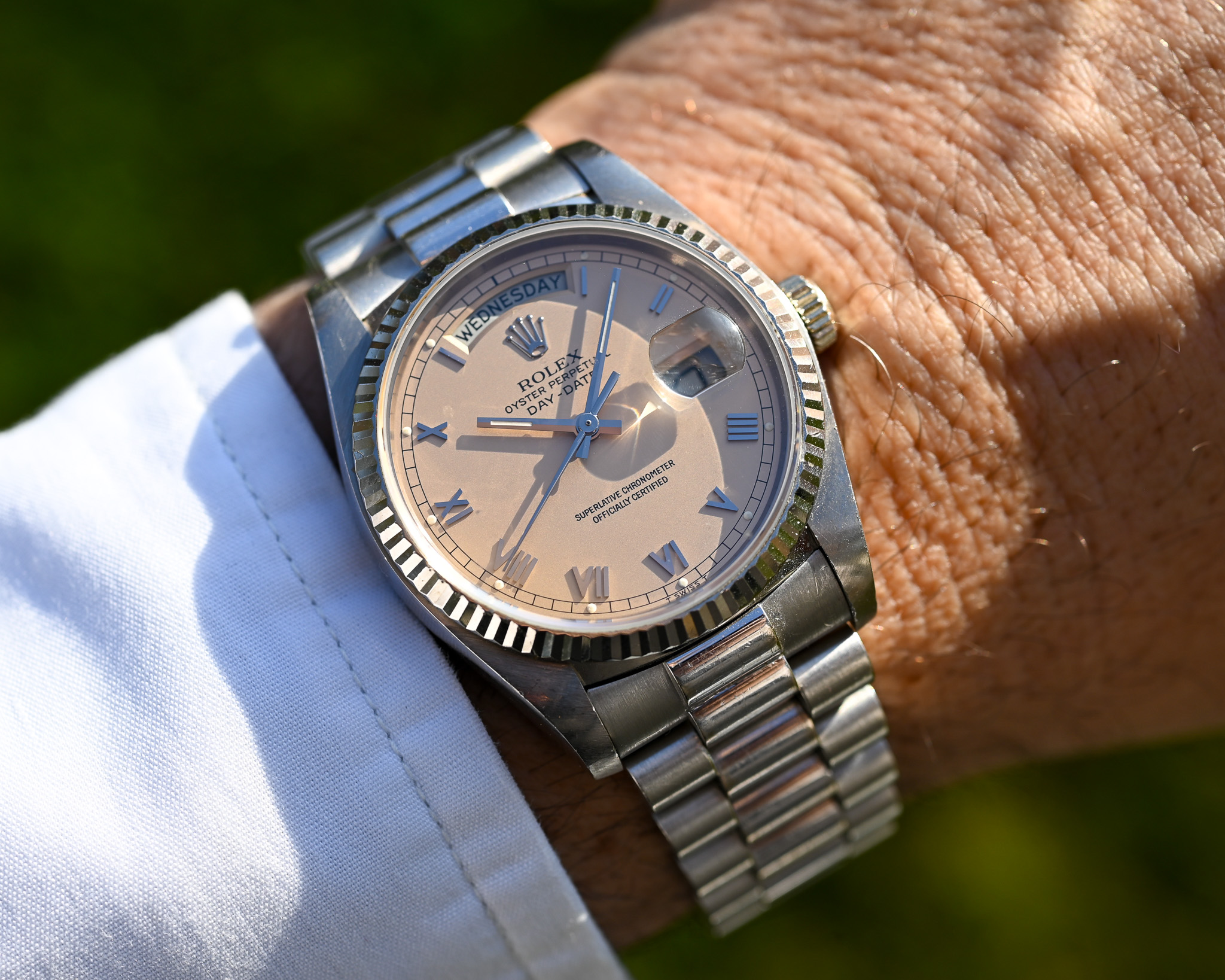 Rolex Day-Date Weißgold 18039 "Salmon Royal" mit Box und Papieren