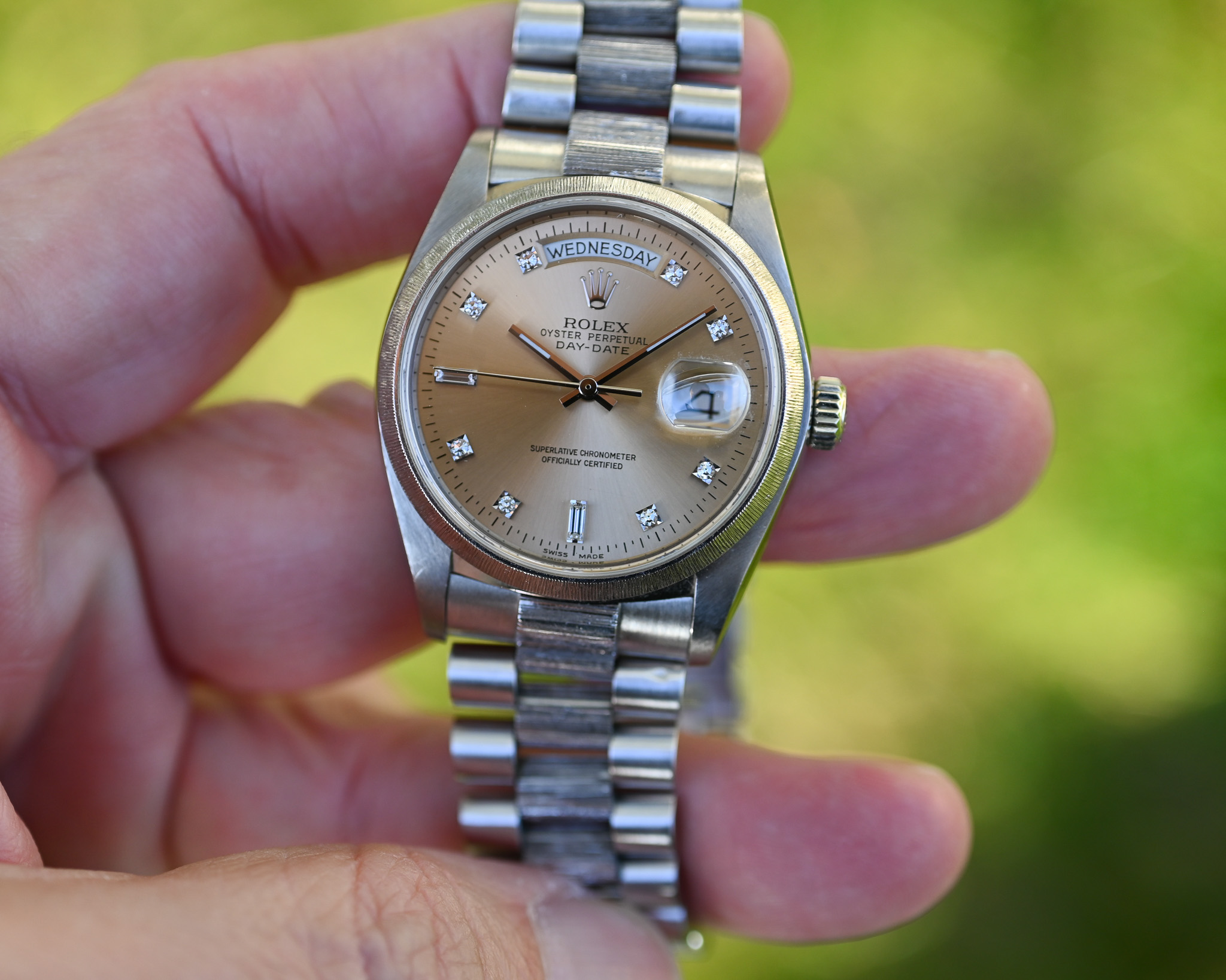 Rolex Day-Date Weißgold 18079 Borke "Rose Champagne" – Bild 2