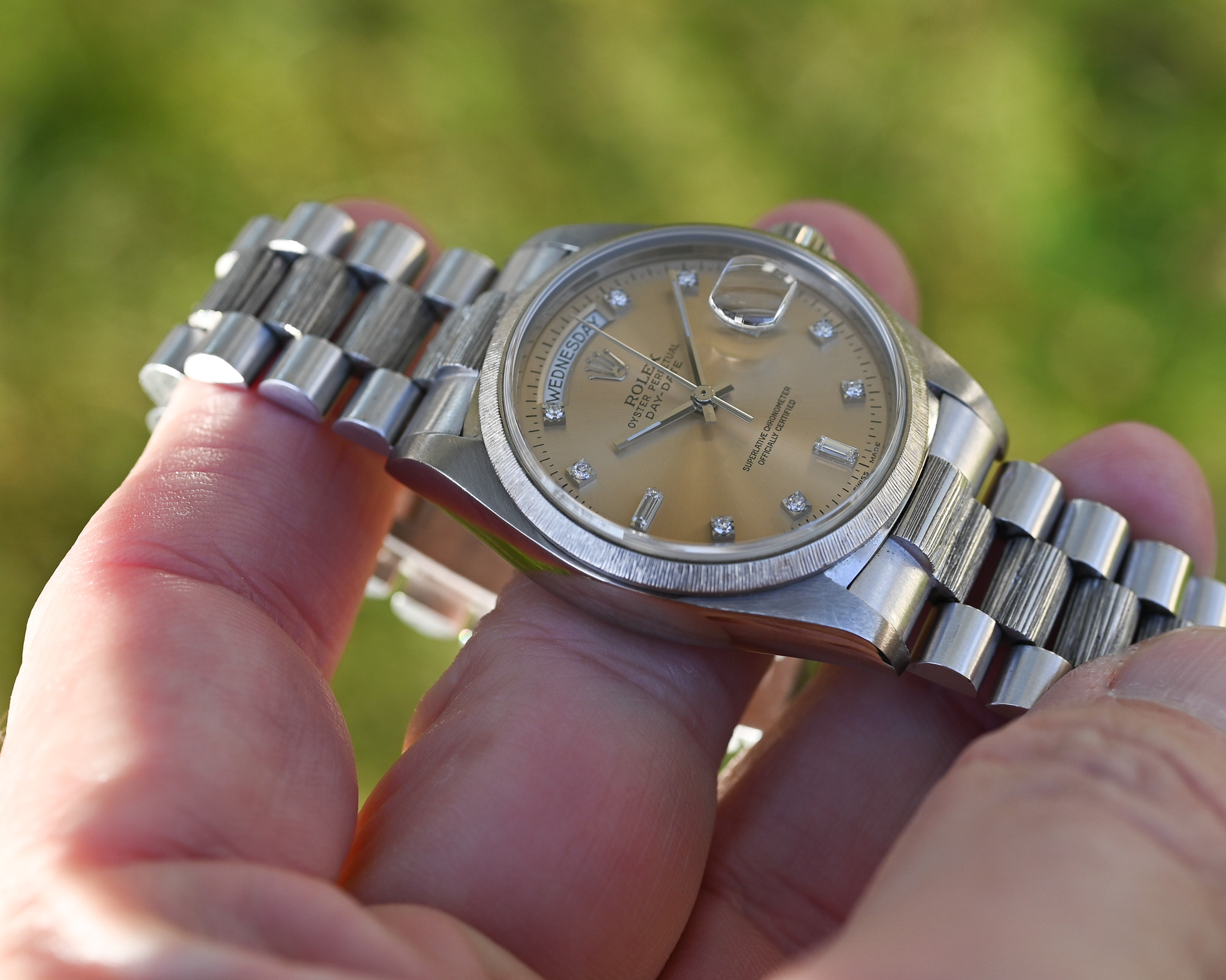 Rolex Day-Date Weißgold 18079 Borke "Rose Champagne" – Bild 3