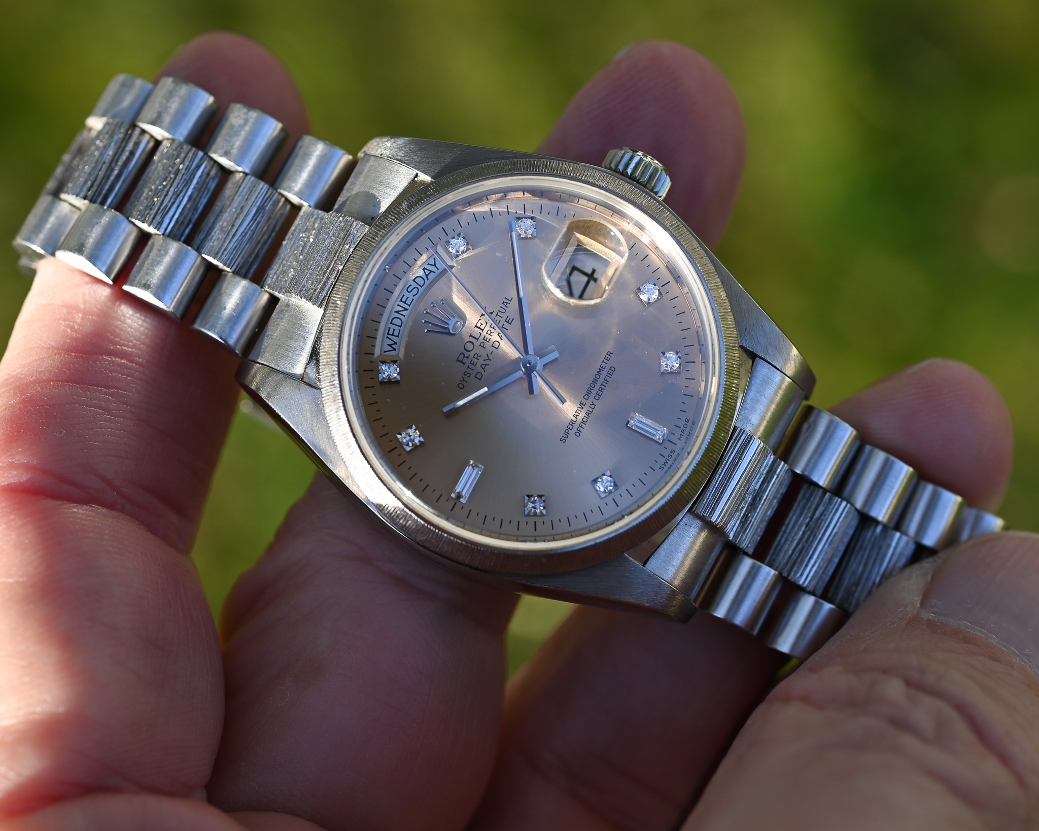 Rolex Day-Date Weißgold 18079 Borke "Rose Champagne" – Bild 4