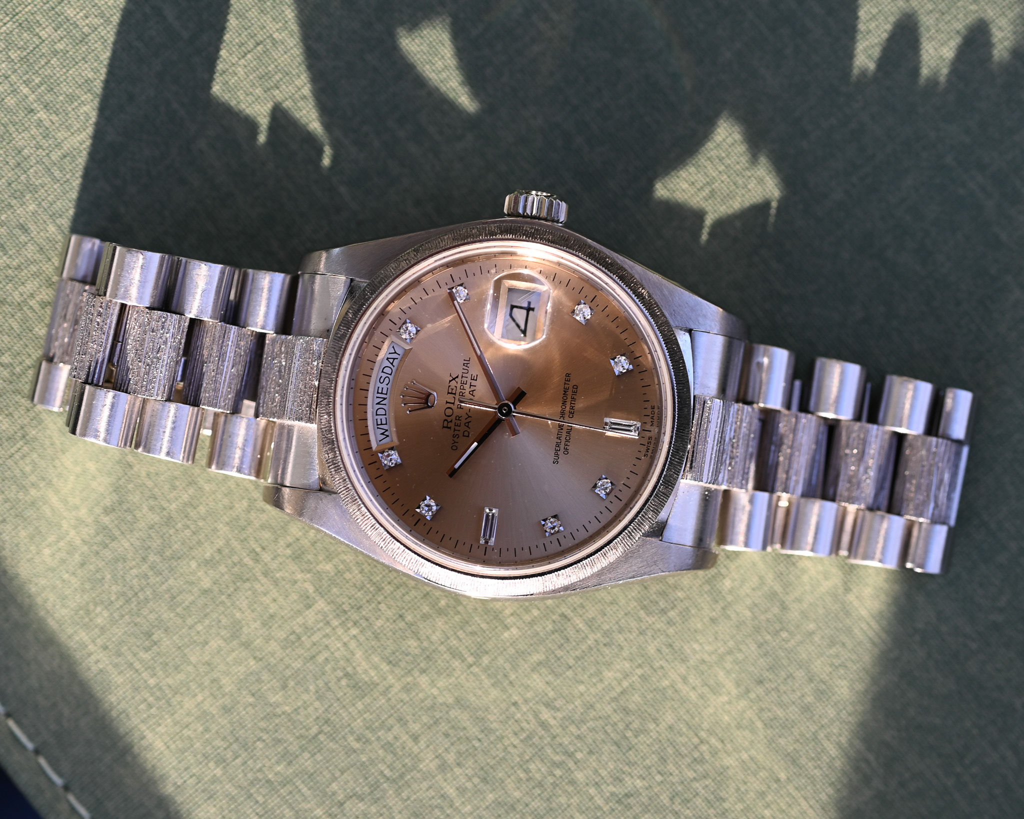 Rolex Day-Date Weißgold 18079 Borke "Rose Champagne" – Bild 7