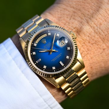 Rolex Day-Date Gelbgold 18238 "Vignette - Blue" mit Box und Papieren