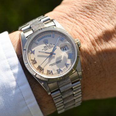 Rolex Day-Date Weißgold 18249 Borke - "Ivory Cream" mit Box und Papieren