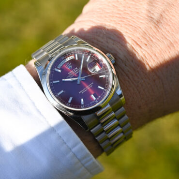 Rolex Day-Date Ref. 118209 Weißgold – seltenes „Cherry Dial“ – Fullset – Service 2022