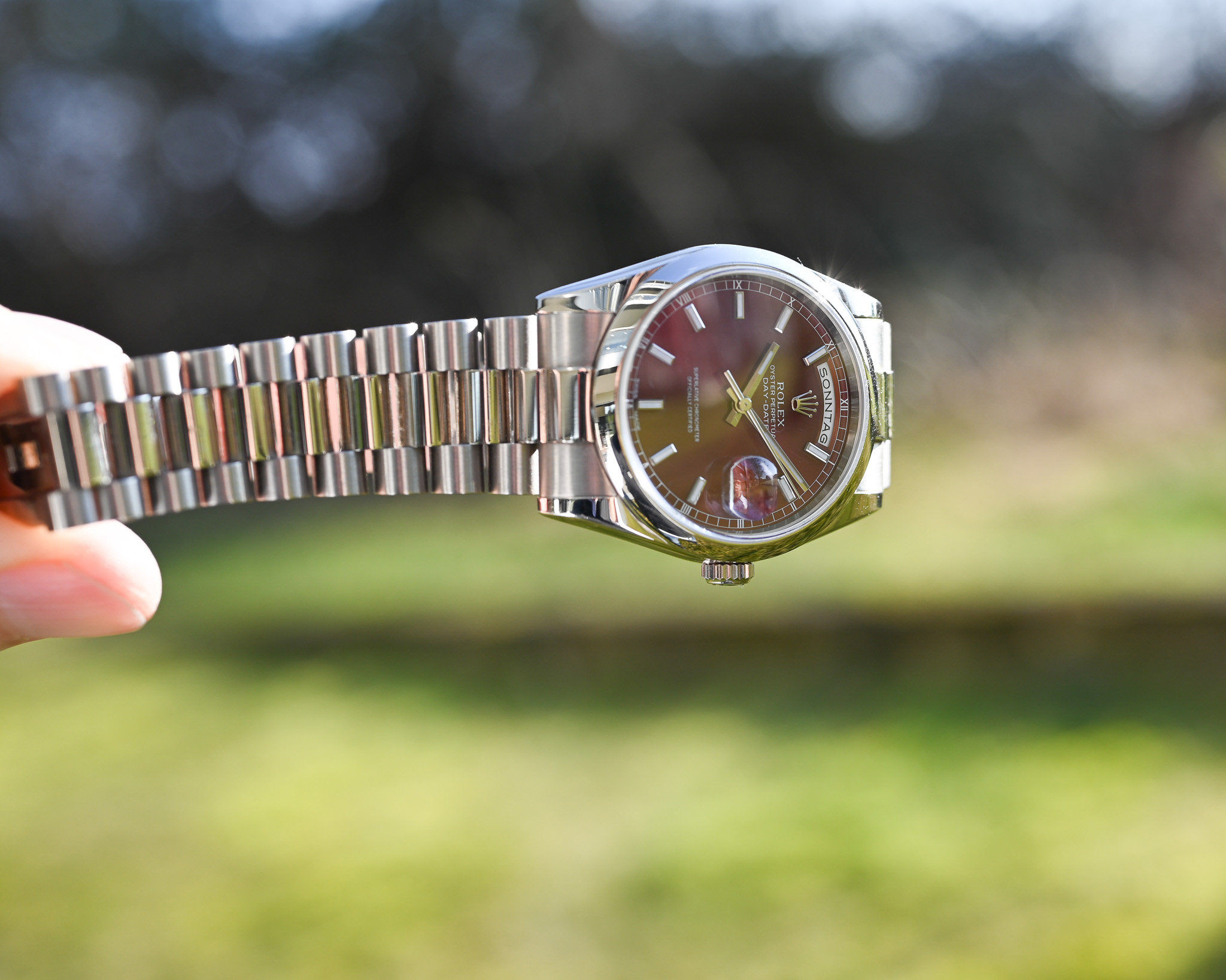 Rolex Day-Date Ref. 118209 Weißgold – seltenes „Cherry Dial“ – Fullset – Service 2022 – Bild 7