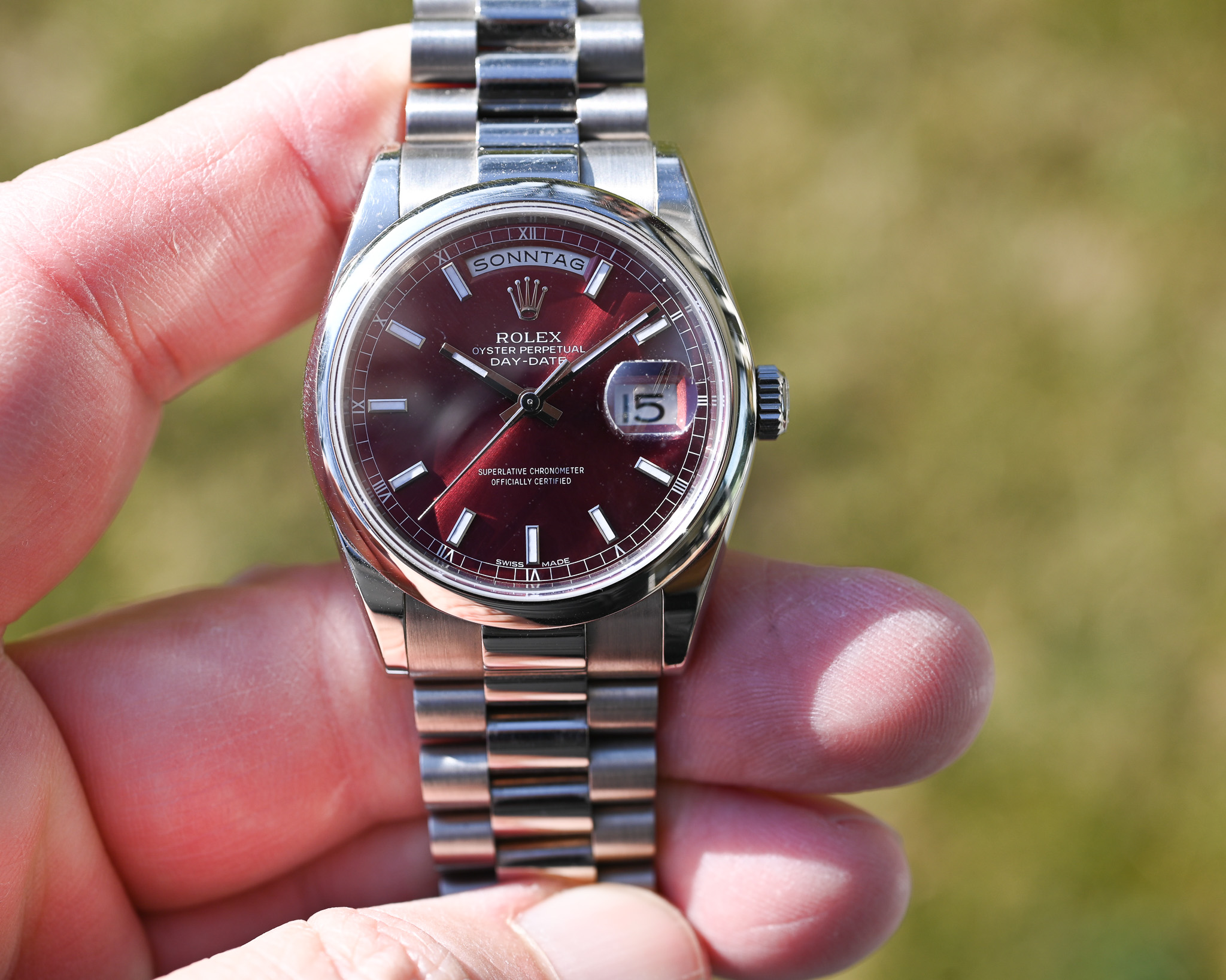 Rolex Day-Date Ref. 118209 Weißgold – seltenes „Cherry Dial“ – Fullset – Service 2022 – Bild 9