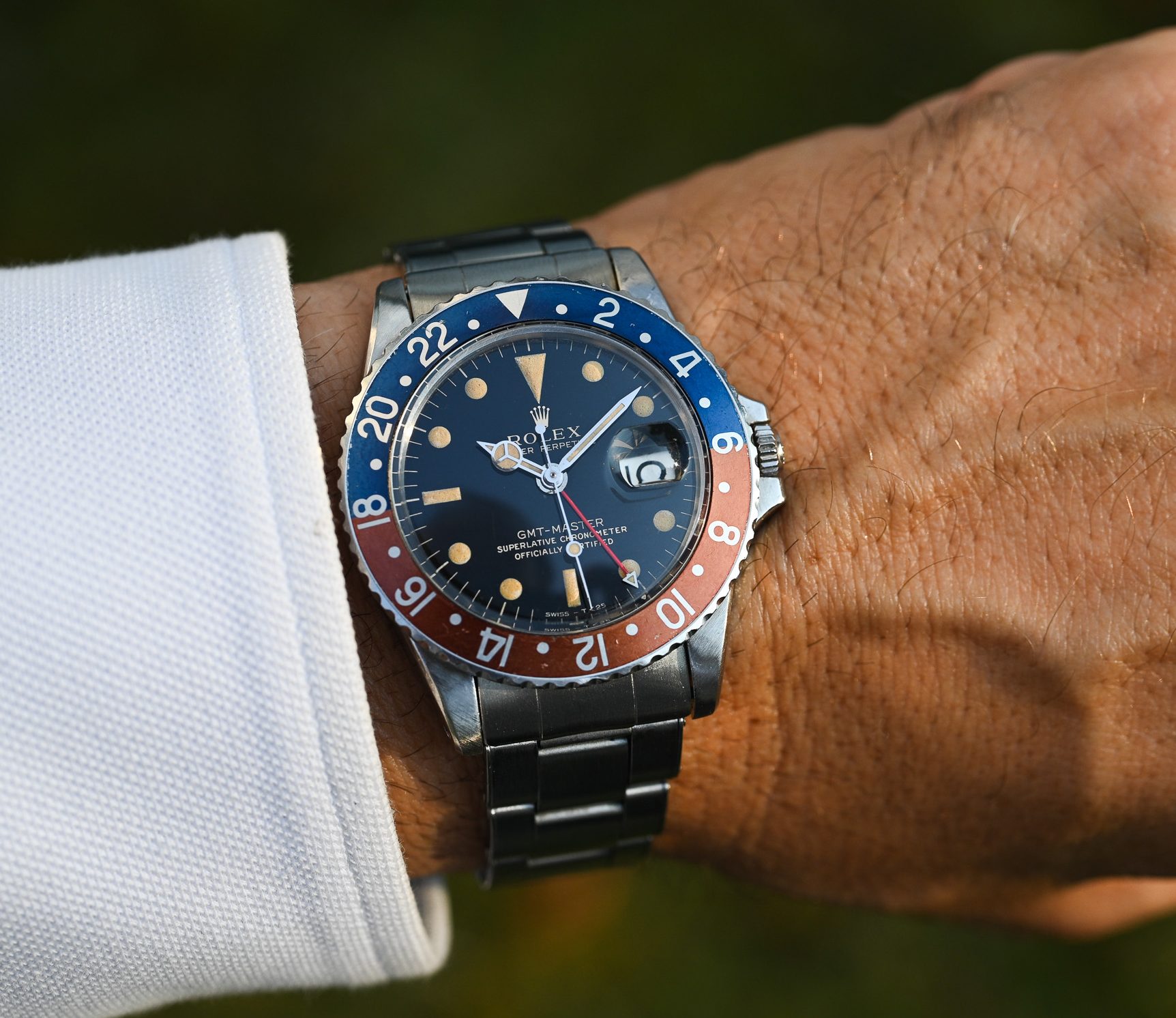 Rolex GMT 1675 Gilt mit Fullgloss Zifferblatt und Traumpatina